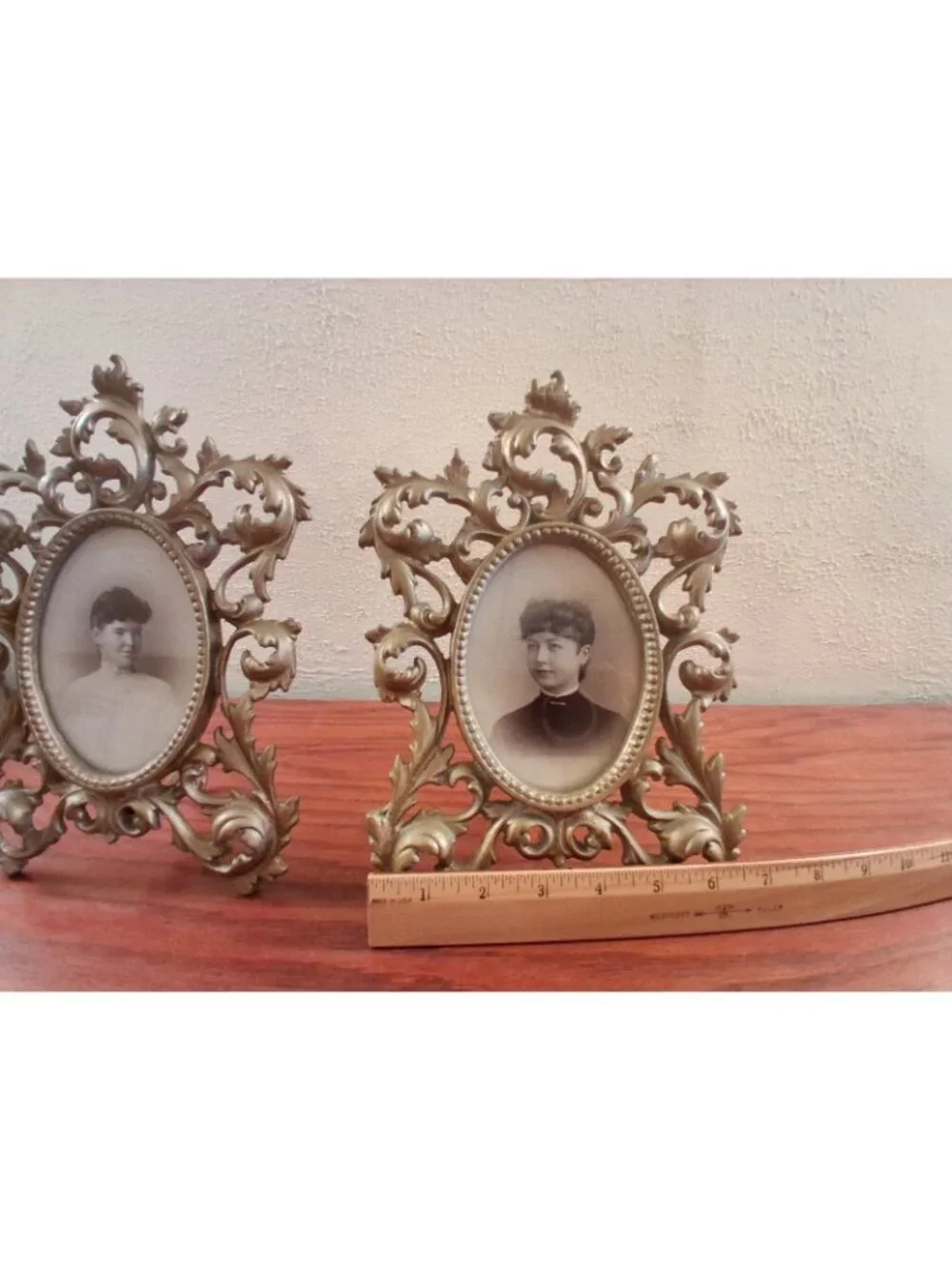 Antique Victorian Picture Photo Frame Cast Iron Ornate Scroll Filigree Set of 2